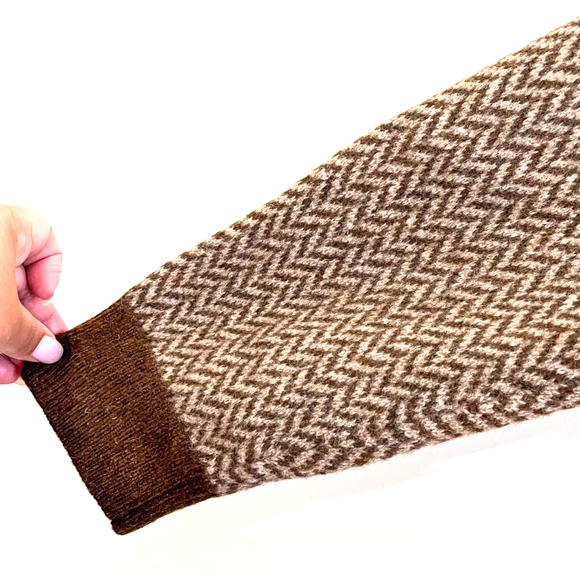 Barbour Mens Wool Chevron V-neck Sweater XXL Chocolate Log Cabin Rustic Academia - Picture 5 of 8